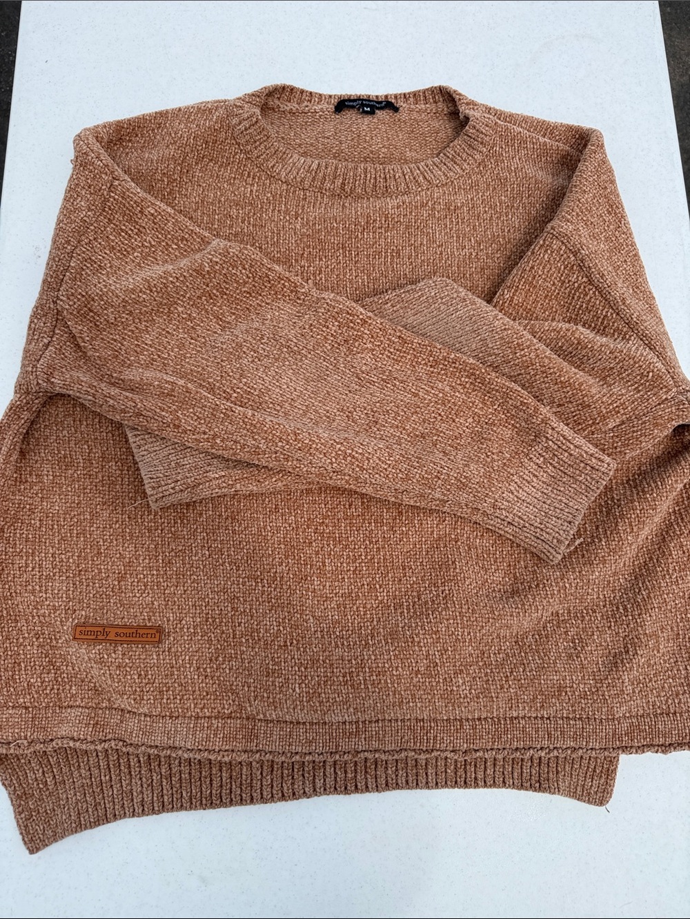 Simply Southern Women's Crewneck Sweater in Camel Brown